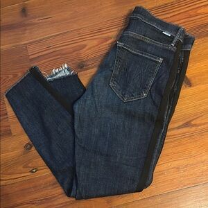 Mother Dark Wash Jeans with Black Stripe